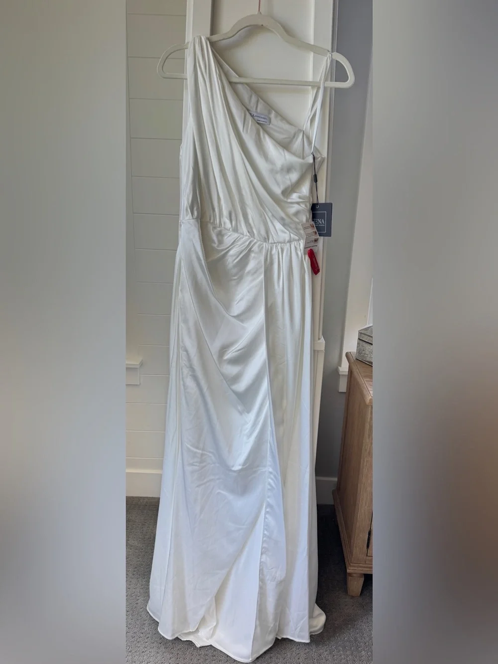 Mac Duggal 26654 White One Shoulder Satin Gown